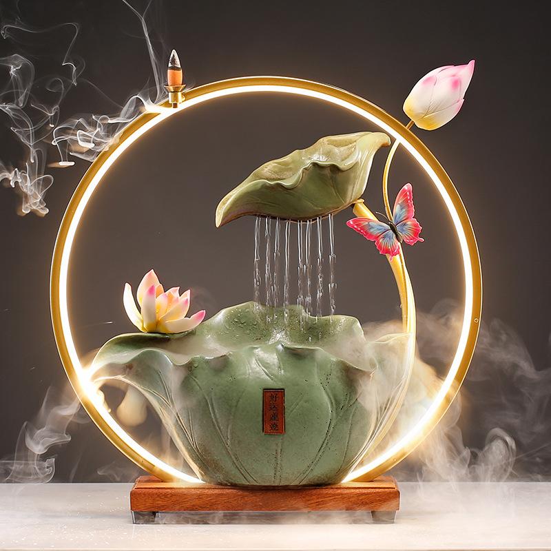 New Chinese Style Fortune Water Circulating Water Living Room Office Desktop Decoration Atomized Gift Home Decoration