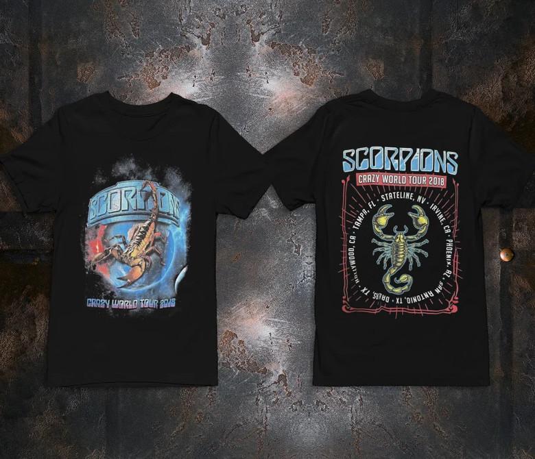 Vintage Graphic Scorpions Crazy World Tour Concert Black Unisex T-Shirt