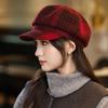 British Style Retro Plaid Bere Hat for Women In Autumn and Winter New Casual Versatile Painter Hat Windproof Warm Newspaper Boy Hat