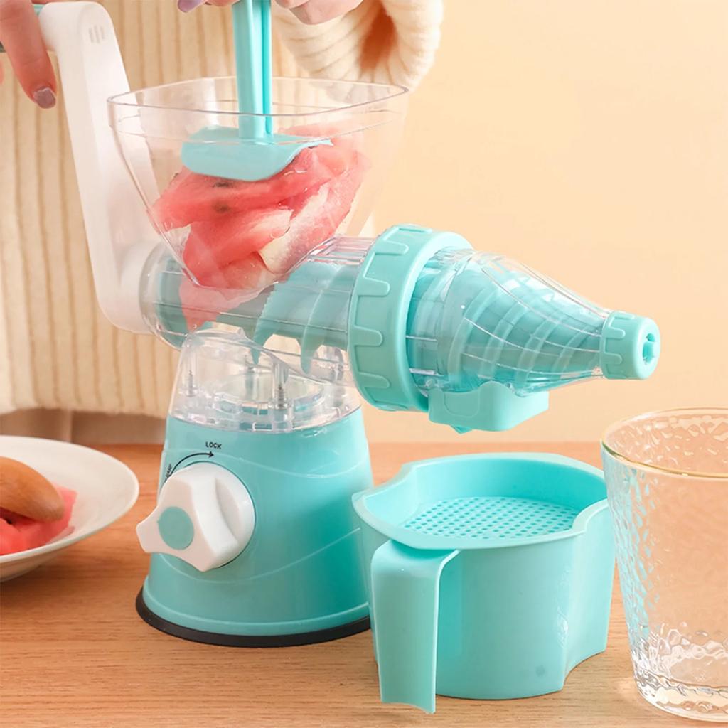 Storcător manual din plastic portabil, cu manivelă, suc rapid de bucătărie, pentru suc de fructe și legume proaspăt stors