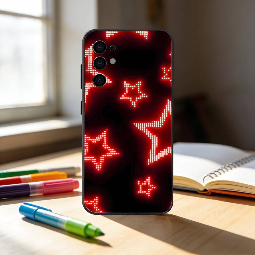 F-five-pointed star Phone Case For Samsung S25,S24,S21,S22,S23,S30,Ultra,S20,Plus,Fe,Note,10,9,5G Black Cover