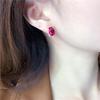 Rose Gold Plated Purple Gold Inlaid Egg Surface Red Stone Lace Temperament Colored Gold Exquisite Ear Buckle