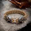 Bracelets Vikings Celtiques Loup pour Hommes, Acier Inoxydable, Bracelet Maille, Amulette Tête de Loup Nordique Punk, Bijoux Scandinaves, Cadeaux pour Hommes