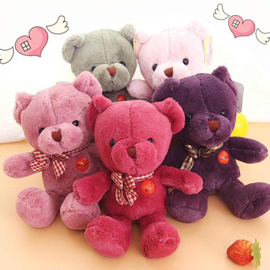Button Five Color Bear Plush Toy Stuffed Animal Colored Teddy Bear Claw Machine Doll for Kids and Adults