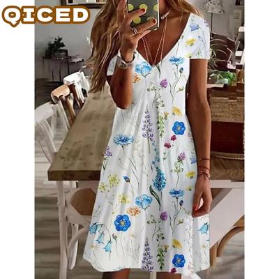 Vestidos Casuales de Verano Primavera Manga Corta Cuello en V