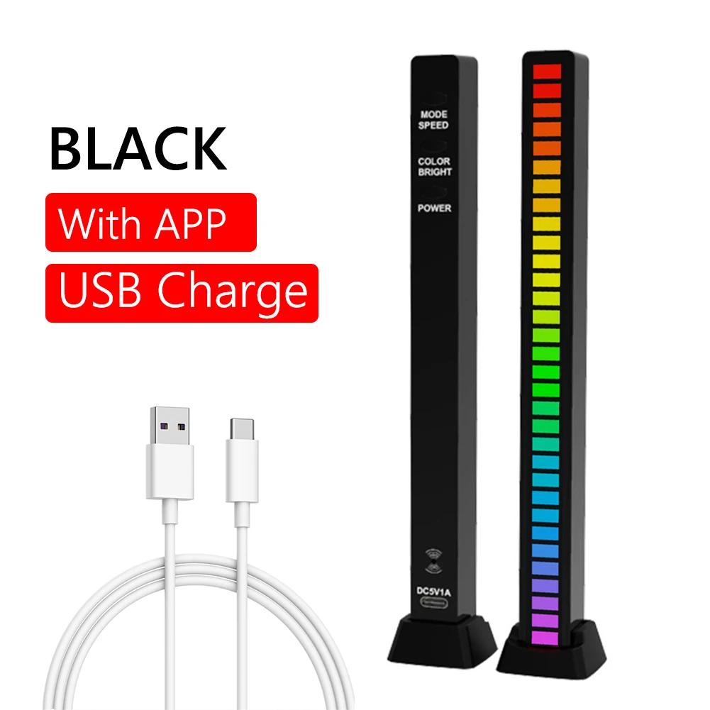 LED Strip Light RGB Music Sound Control Lights 40 LED Rechargeable App Control Music Atmosphere Rhythm Pickup Lamp Computer Car