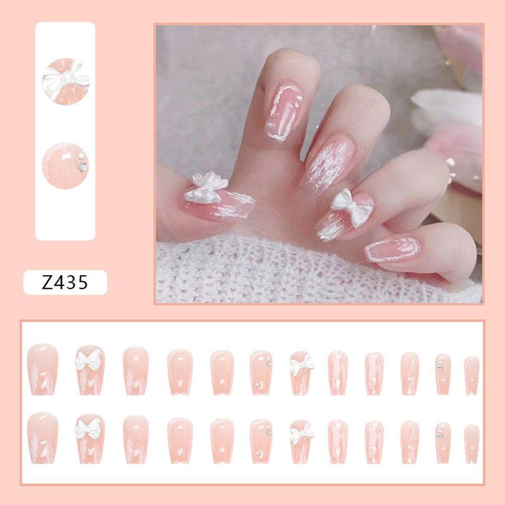 24 szt. Paznokcie dociskane Paznokcie sztuka Białe Serce miłości Sztuczny paznokieć Elegancki Sztuczny paznokieć Pełne pokrycie
