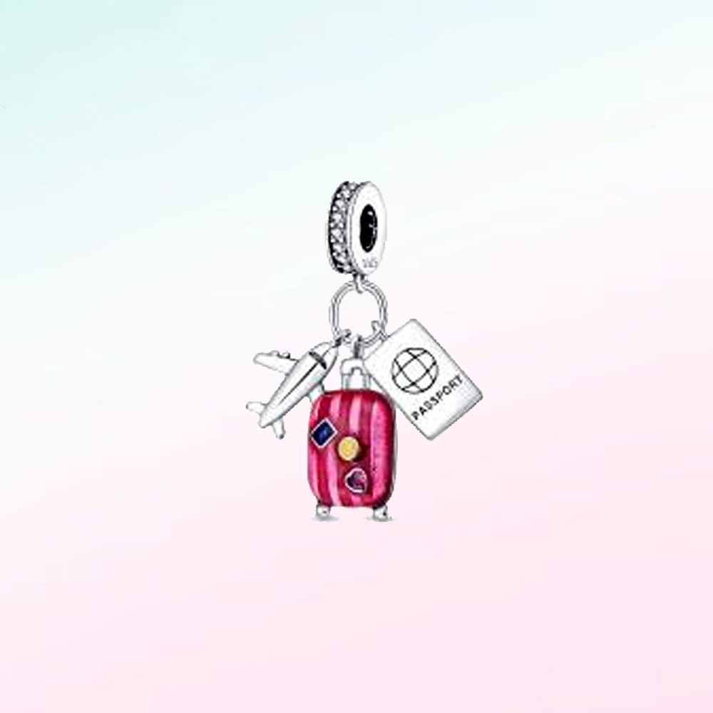 Copper Tea Party Pink Princess Series Charms Heart Bead Fit Original Bracelet For Women Diy Fine Jewelry Birthday Gift