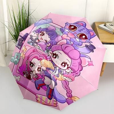 1pc Outdoor Umbrella with Cute Anime Characters - Automatic Opening/Closing, Portable 3-Fold Design, 8-Rib Iron Frame - Perfect Gift for Fans, Tr