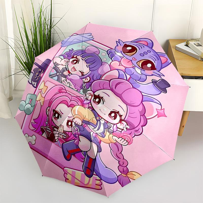 

1pc Outdoor Umbrella with Cute Anime Characters - Automatic Opening/Closing, Portable 3-Fold Design, 8-Rib Iron Frame - Perfect Gift for Fans, Tr