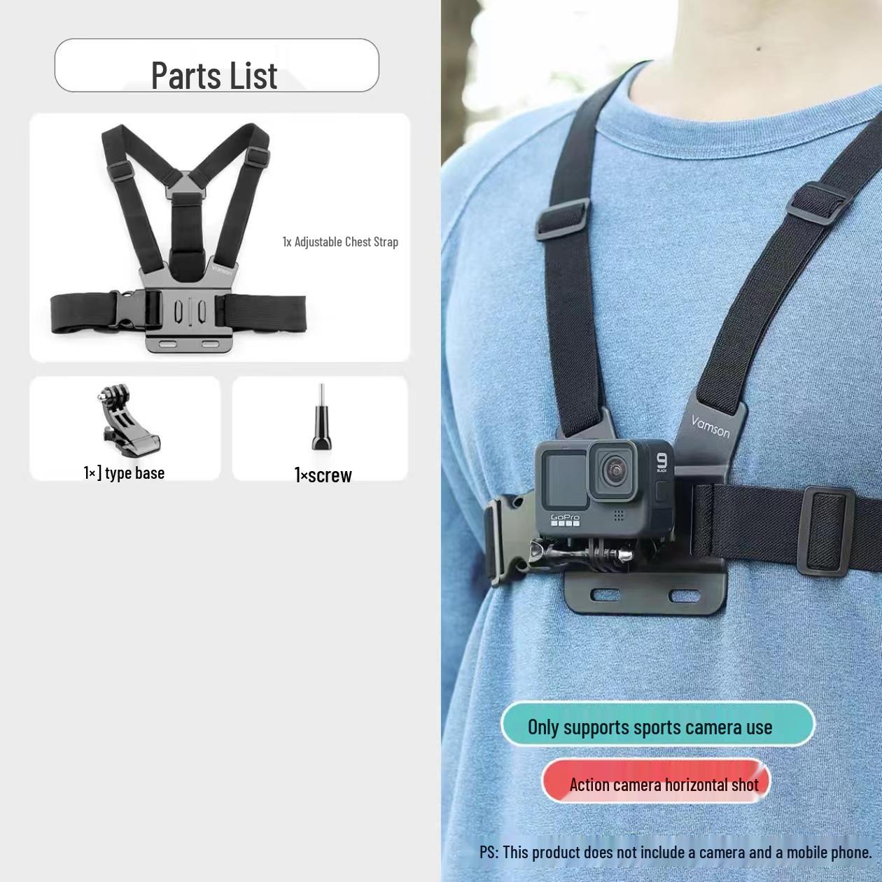 Adjustable Phone Holder with Chest Strap