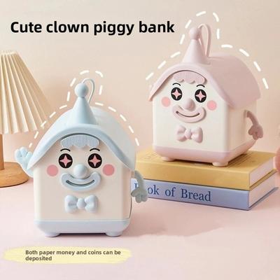 Cartoon Piggy Bank Cartoon House Joker Coin Savings Tank Durable Large Capacity Money Tank Plastic Cute Kids Storage Box Gift