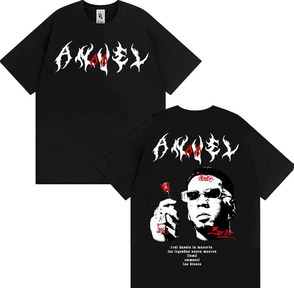 Anuel AA Rhlm 2 Real Hasta La Muerte Tričko Pánské Oblečení Harajuku Gotické Vintage Trička 100% Bavlna Oversized Tričko