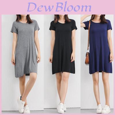 Women's Summer Short Sleeve Casual Sundress Tops Mini T-shirt Dress In Vibrant Modal