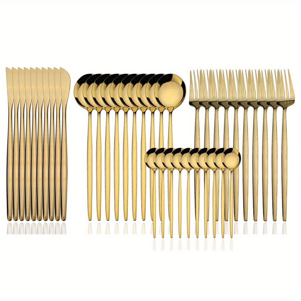 40-Piece Premium Flatware Set - Mirror Finish, - Service for 10, Ideal for Home Kitchen, Restaurant