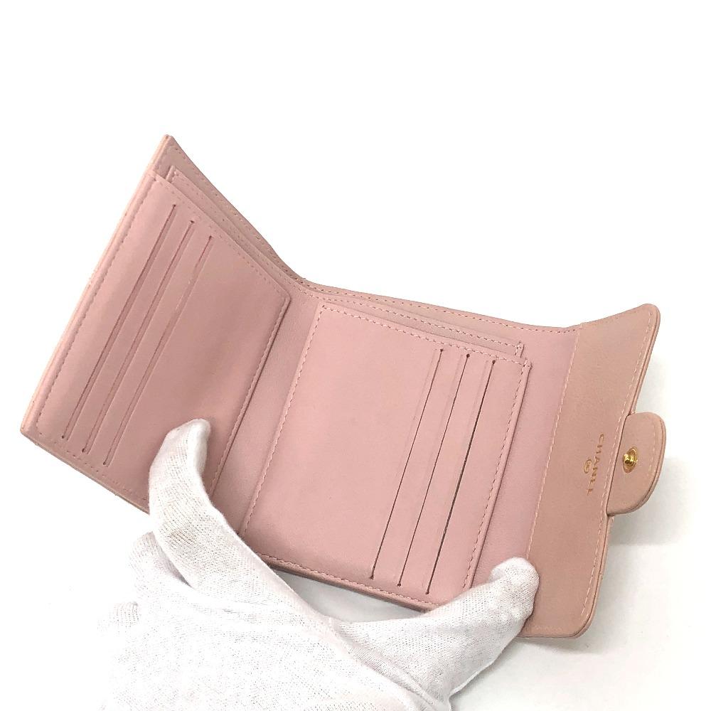 CHANEL V-Stitch Chevron CompactWallet Wallet Trifold wallet Lambskin Leather