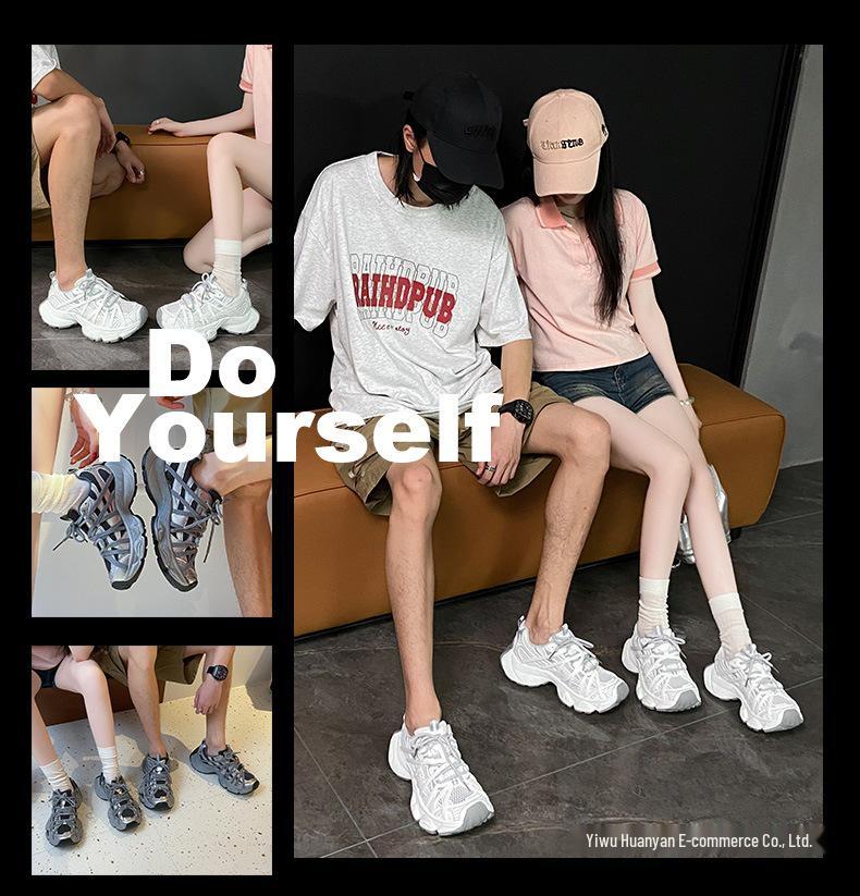 Trend 2025 Grube Podeszwy Paryskie Buty Dad: Oddychające Siatkowe Codzienne Buty do Biegania dla Par - Damskie Styl Letni/Jesienny