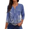 Women's Casual Fashion V-neck Loose Versatile Floral Print Three-quarter Sleeves