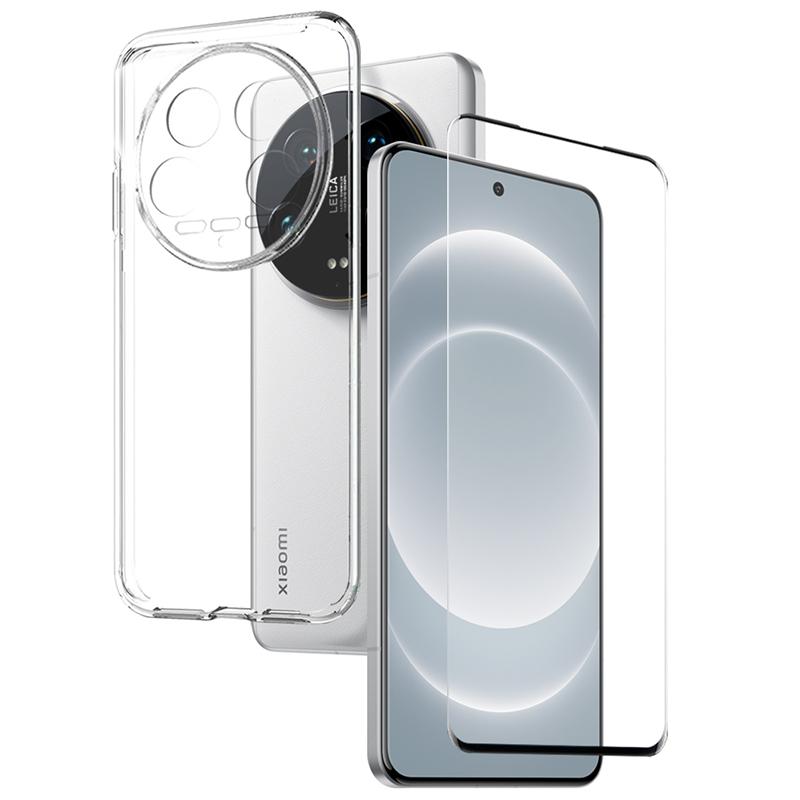 

NORTHJO For Xiaomi 14 Ultra Phone Case Drop-proof TPU Cover with 3D Curved Tempered Glass Film Transparent