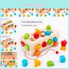 Wooden Educational Toy Pulling Cart With Shape Recognition And Color Sorting For Kids Learning