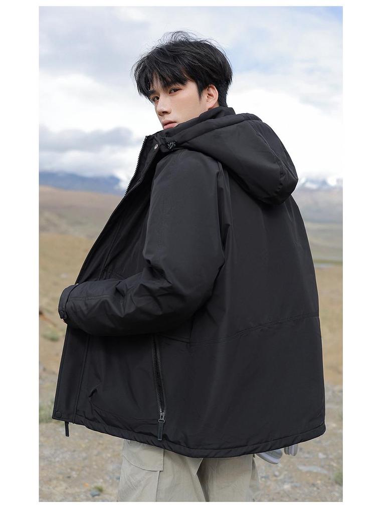 Unisex Winter Down Jacket: Men's Hooded, Loose Fit, Trendy Fashion Outerwear, Casual Couple Style.