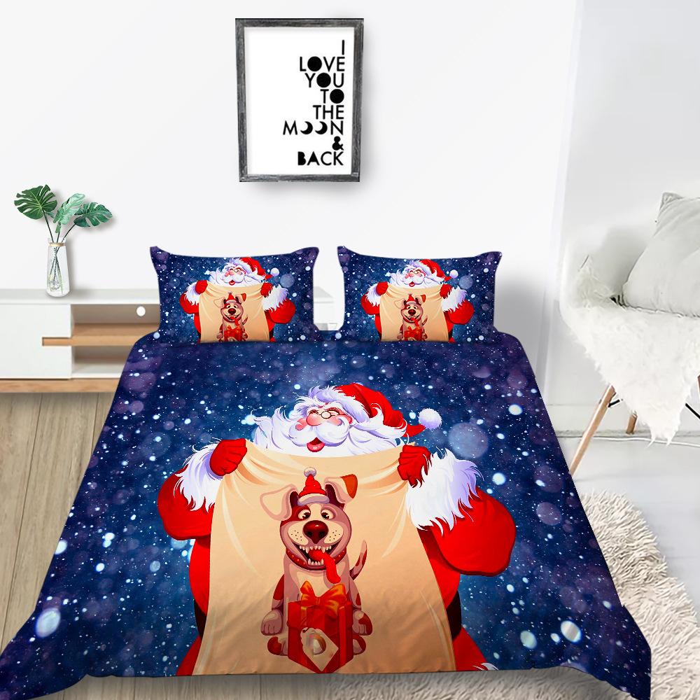 Digital Printing Quilt Cover Pillowcase Two Or Three Piece Set Christmas Gift Polyester