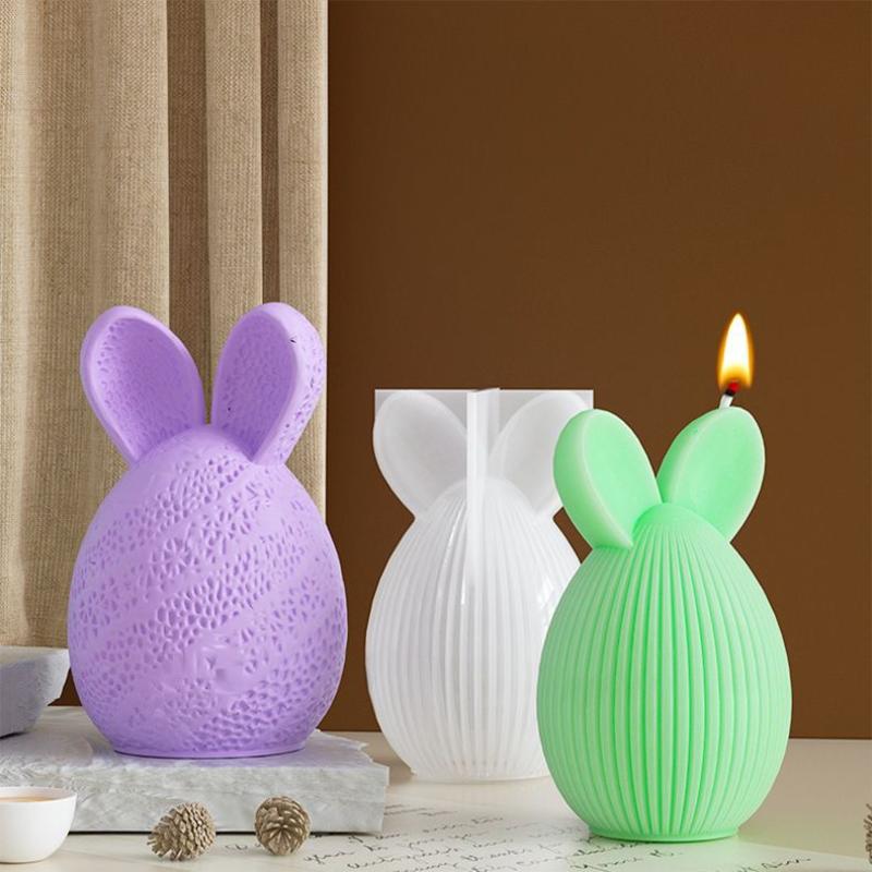 3D Easter Bunny Candle Mold Rabbit Egg Scented Candle Silicone Molds Resin Casting Silicone Mold for DIY Soap Plaster Crafts