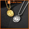 Vnox Ovales doppelseitiges Kreuz-Anhänger-Halskette für Herren, Edelstahl Gold Silber Farbe Kette Halskette Religiöser Glaube Halsband