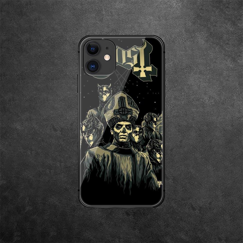 Ghost Rock Band Tempered Glass Phone Case For iPhone Samsung Galaxy Redmi Xiaomi Note S A 16 15 14 13 12 11 20 21 22 23 53 54 Pro Plus Ultra Tpu Cover