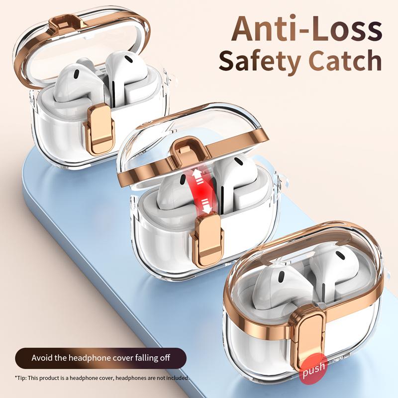 For Samsung Galaxy Buds 3 Pro/ Buds 3 Cover Lock Buckle Electroplating Anti Fall Protective Shell For Galaxy Buds 3Pro Case