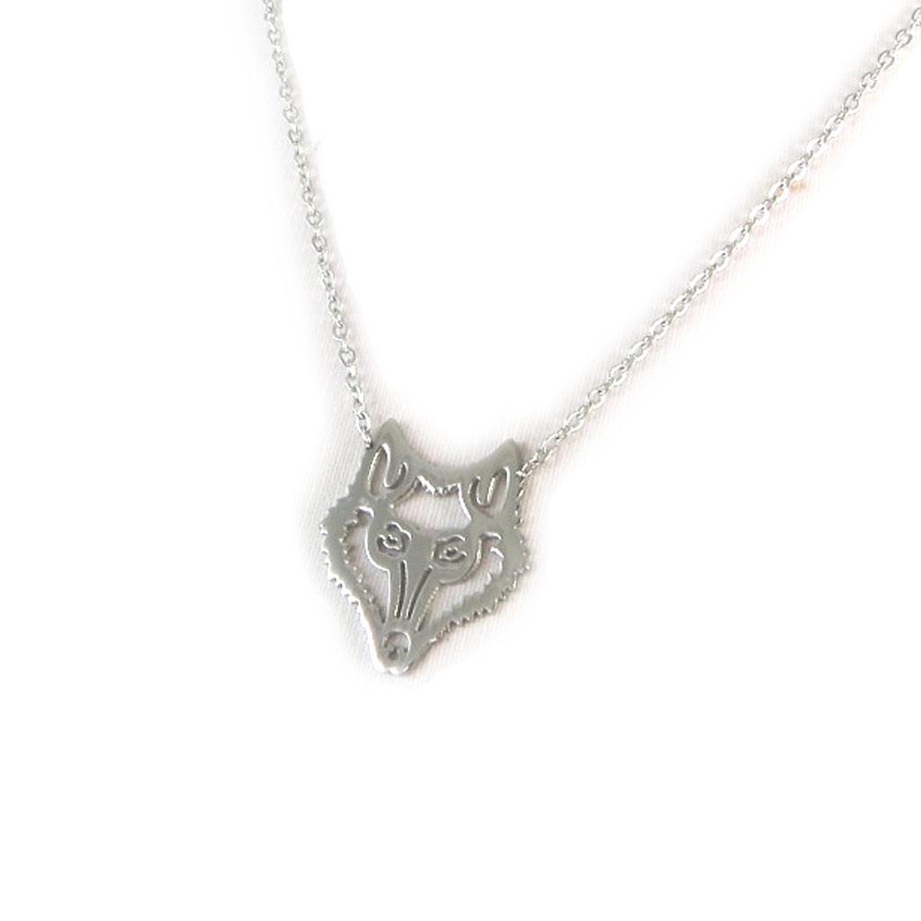 Les Trésors De Lily [N3370] - Steel Necklace 'Majestic Wolf' (45 Cm)