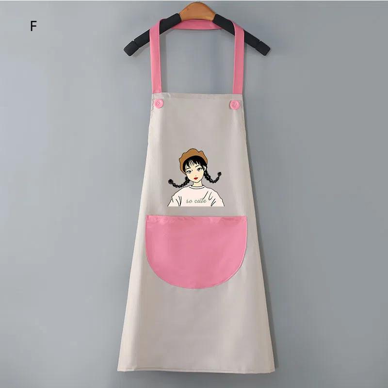 Unisex Cooking Apron Household Cartoon Apron Chef Waiter Barbecue Adult Pocket Apron Kitchen Supplies