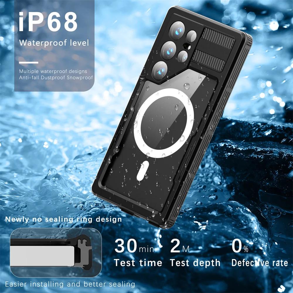 For Galaxy S25 S24 S23 Ultra Plus Waterproof Shockproof Dustproof IP68 Underwater Built Screen Protector Anti-Scratch 360 Cover