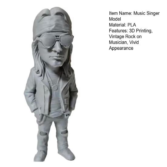 Simulated Music Singer Figurine, 3D Printed Retro Rock Character Model with Turban Sunglasses Design, Desktop Decoration for Study Room, Gaming Desk