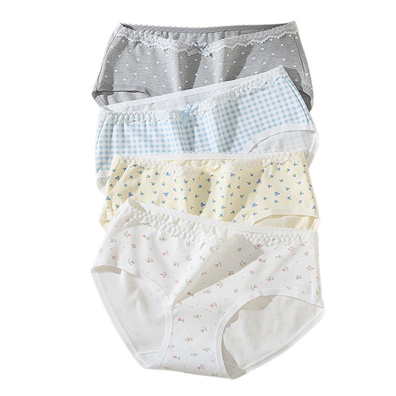 Maoren Women's Baby Cotton Antibacterial Lace Bow Underwear 4-Pack