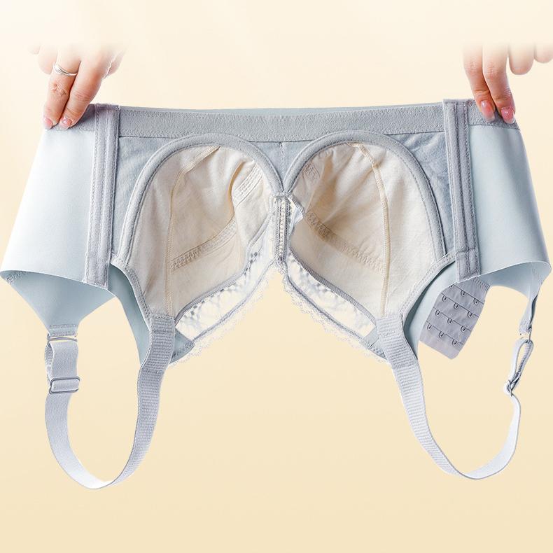 Große Größen Dessous für Frauen Dünner Schnitt Ohne Bügel Gerafftes Oberteil Stützend Anti-Hänge-BH