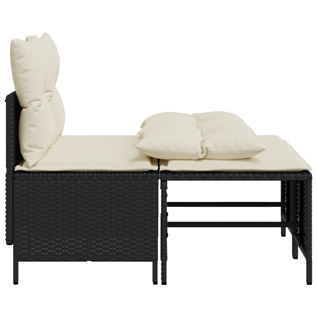 4 piece garden sofa set with cushions black poly rattan