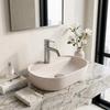 Beige Oval Countertop Washbasin with Tap Hole Ceramic Aura 42 Sandy