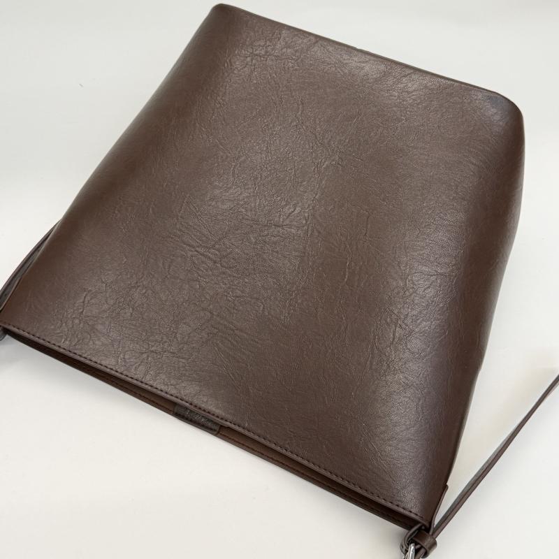 Borsa a Secchiello in PU con Tasca Frontale Grande Capacità Borsa a Spalla alla Moda