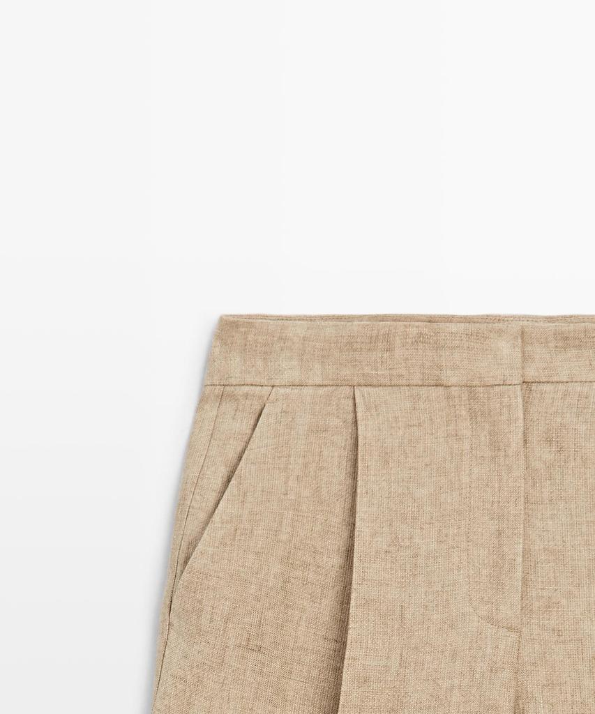 Masimodutti Dart Detail Linen Fluid Pants