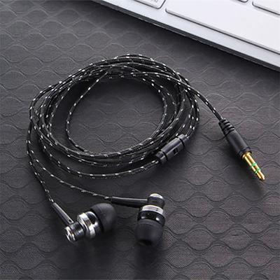 Nylon Weave Earphone Cable Headset With Microphone 3.5mm Wired In-ear Stereo Earphone For Smartphone Laptop