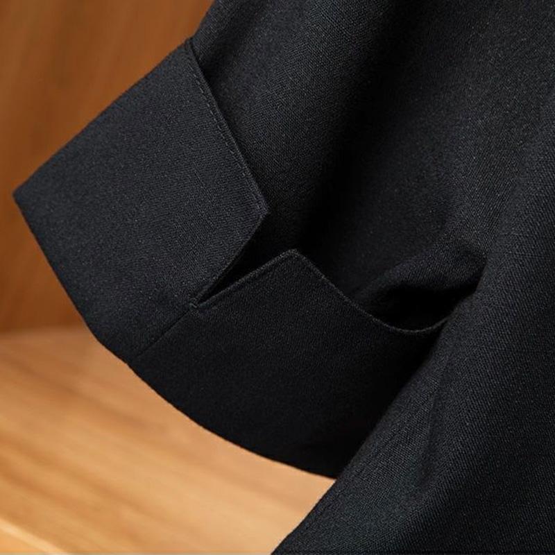 Summer Women Black Solid Casual Turn-Down Collar Single Button Short Sleeve Women's Jacket Suit Blazer Short Jackets Coat
