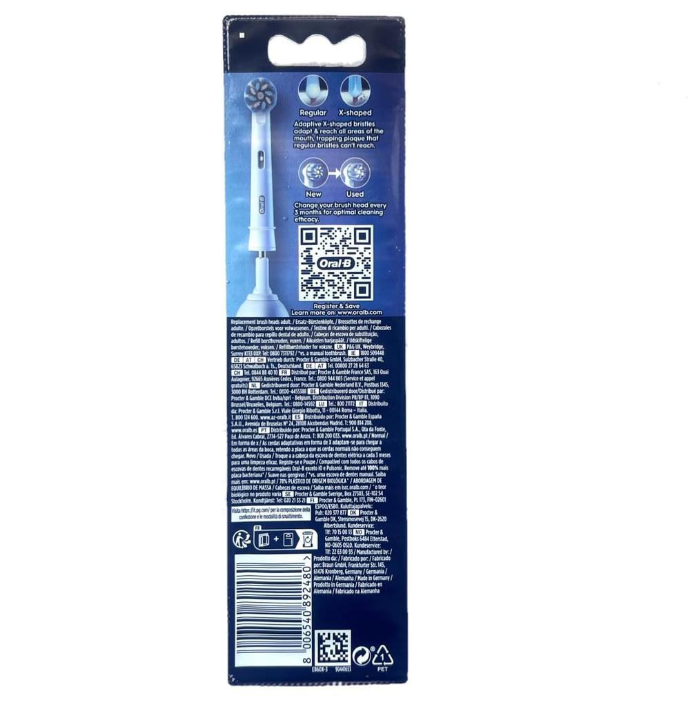 Braun Oral-B Sensitive Clean PRO Replacement Brushes, Soft Ultra-Fine Bristles, 3-Pack, Genuine Packaging, EB60X-3 [Parallel Import]