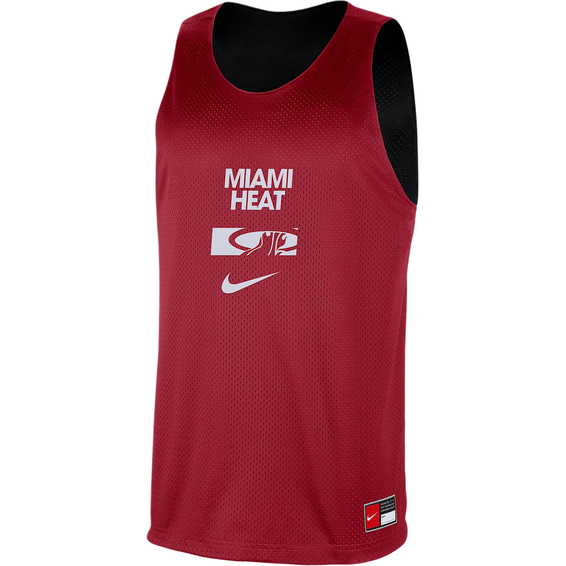 

Nike Mesh Practice NBA Miami Heat Team Logo Reversible Breathable Comfortable Basketball Jersey Men jersey Red Black White FZ7767-608 XL