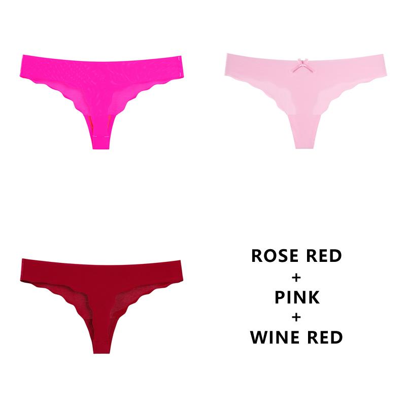 3PCS/Lot Seamless Panty Set Underwear T-back Female Comfort Intimates Fashion Ladies Low-Rise Briefs Panties Women Sexy Lingerie