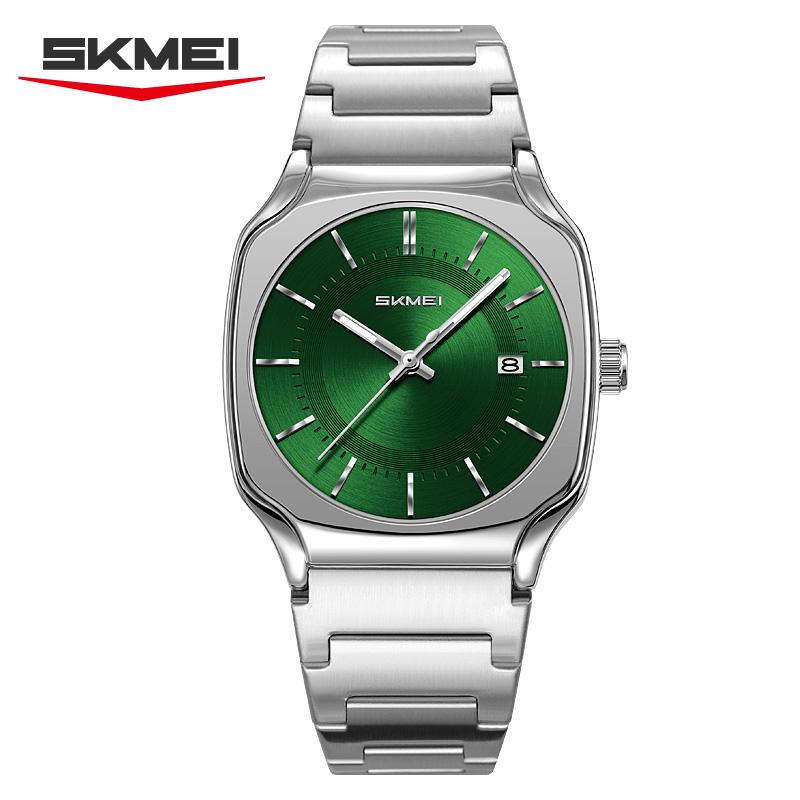 Mens Wristwatch Square Quartz Watches Waterproof, Date Function, Stainless Steel Band & Buckle