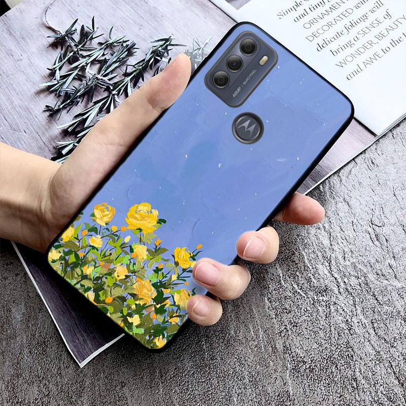 Hand Painted Flower Phone Case for Motorola Moto E32 E20 E40 G22 G52 G20 G30 G100 G60 G50 G10 GPure GStylus G9 One Action Macro