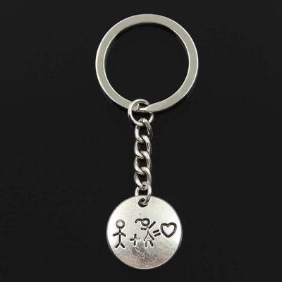 Fashion Boy Girl Love Lover 22x22mm Přívěsek 30mm Přívěsek na klíče Kovový řetízek Stříbrná barva Muži Auto Dárek Suvenýry Klíčenka