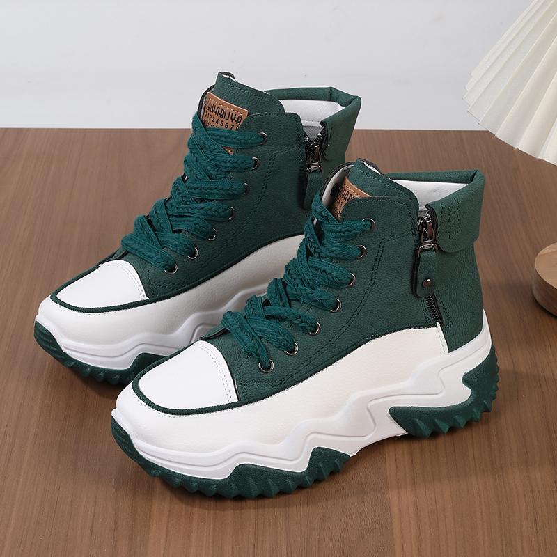 Dámské zimní s fleecovou podšívkouNové dámské krátké boty Podzim Silná podrážka Zvyšující výšku Populární boty