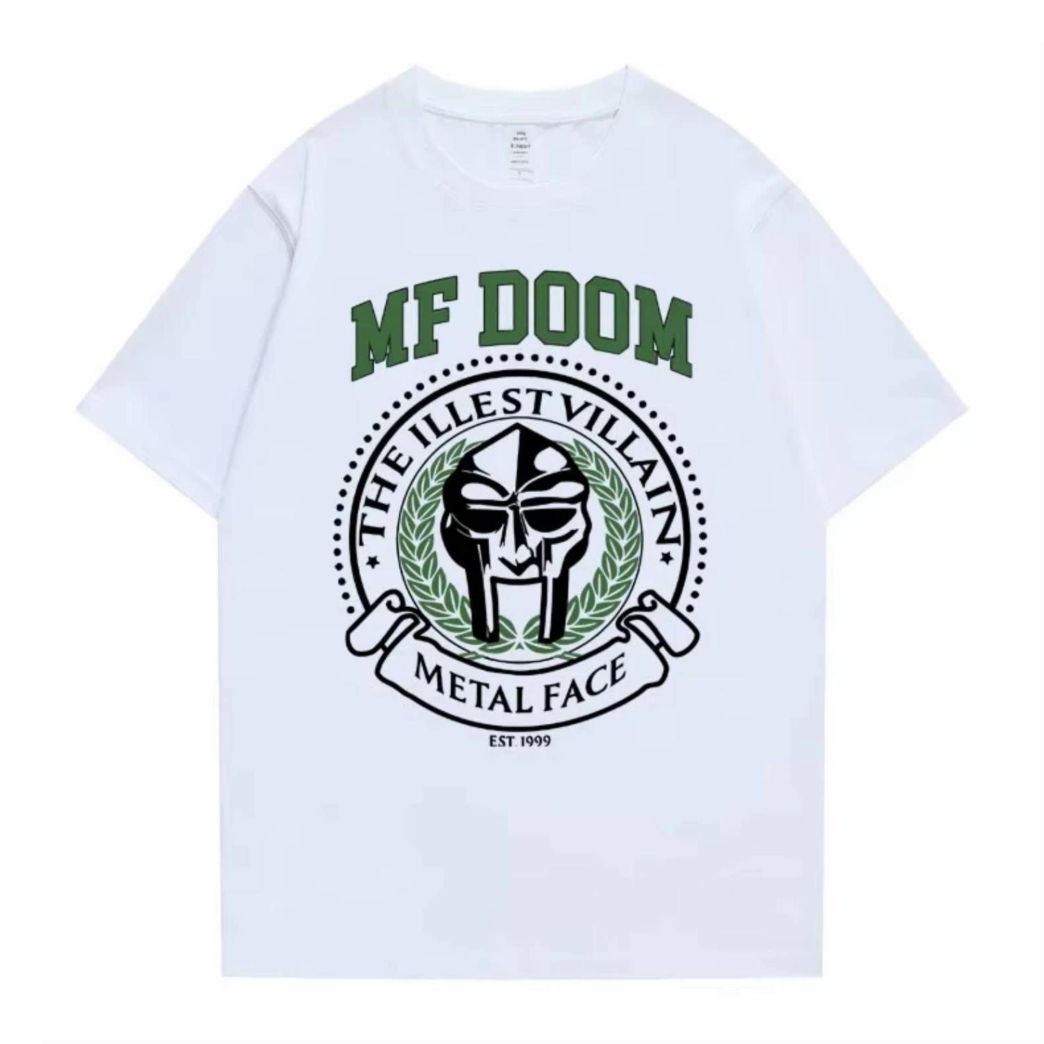 

Футболка с графическим принтом рэпера Mf Doom Madvillain The Illest Villain Metal Face, мужская повседневная футболка большого размера, мужские футболки в стиле хип-хоп S чёрный